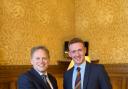 Conservative candidate for Westmorland and Lonsdale Matty Jackman with defence secretary Grant Shapps (left)