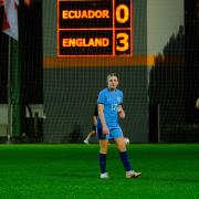 Aaliyah playing against Ecuador for England