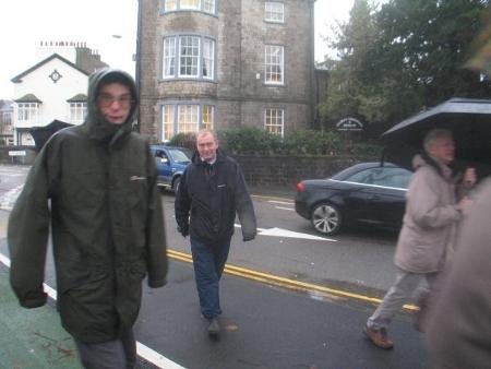 Tim Farron MP (middle of picture) with residents in a rainy Kendal, photo sent by kendalcottages.com.