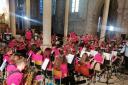 Ulverston Victoria High School's band playing in France