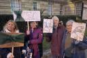 Protesters outside Bury Town Hall on Wednesday