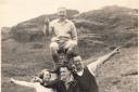Eric Barrington (middle, above) near the top of the Langdale valley with friends