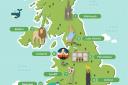 A map illustrating the UK's top literary locations