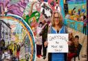 ARTIST: Donna Campbell appealing to Grayson Perry's team inn front of the tapestry