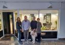 TEAM: Anya Martin, Graham Jones , James and Natalie Wood with dog Gary outside Paperdoll