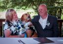Joanne Sutton tied the knot to Jason Sutton in the company of their dog Alfie.