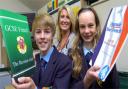 C’EST FORMIDABLE: Pupils George Henderson and Robyn Barkley with teacher Fiona Temple-Smith at Dallam School