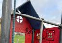 Graffiti tags cover play equipment in Sandylands