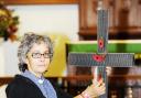The Rev Shanthi Thompson with the poppy cross at St James’s Church