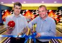 (left) Owner at Holgates Caravan Park Michael Holgate and Mp Tim Farrom opening the new bowling alley..