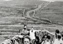 Mike Harding on the Settle-Carlisle footpath in 1990
