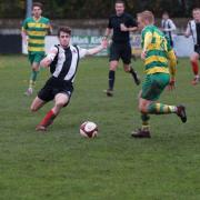 RUNCORN: Ben Anderson going in for a challenge. (Match report and photographs courtesy of Richard Edmondson)