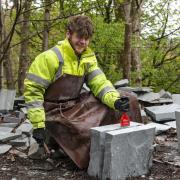 CRAFTING: Liam Wlaker, an apprentice at Coniston Stonecraft.  Picture: Robin Cooper