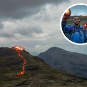 400 people gathered to create a 'flow of lava' down Scafell Pike (Photos by Jason Lock and David Bewick)