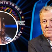 Who Wants to Be a Millionaire? presenter Jeremy Clarkson. Inset: Natalie Shaw (Credit: ITV)