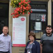 MP Tim Farron with Cllrs Hazel Hodgson and Ian Mitchell at the Sedbergh office