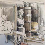 Thuline's sketch of Brewery Arts in Kendal in February 96 with it was the Vats Bar