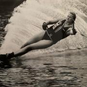 Heidi water-skiing.