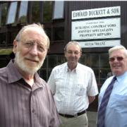 FAREWELL: From left, Billy Wain, Brian Duckett (senior partner) and David Eccles (manager)