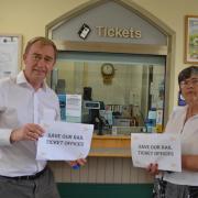MP Tim Farron has led a petition to keep ticket offices open in Cumbria. Pictured here with Lib Dem councillor Jenny Boak at Grange railway station