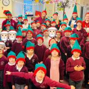 St. Cuthbert's Catholic Primary School ready to do their Elf Run
