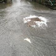 A picture of an overflowing sewer in Staveley taken in June 2021