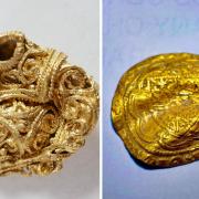 The gold pin head (left) was declared as treasure, whilst Mr Purdie can keep the gold coin
