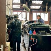 The Countryfile film crew with Keith Herbert, operations manager at the Ravenglass and Eskdale Railway