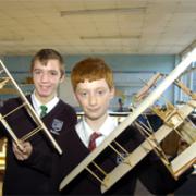 HIGH FLIERS: Robin Amor-Train and Patrick Hopwood with thier models of the historic ‘Waterbird’