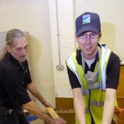 Workshop operative Dave Rosser and volunteer Mike Guerish at work on an Oaklea Trust project