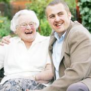 Inventor James Batchelor with his grandmother Eveline Smith who inspired the idea for Alertacall
