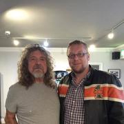 WHOLE LOTTA LOVE: Simon Robinson (right) meets his musical hero Robert Plant
