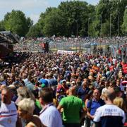 DELIGHT: James Ellison is third facing a corner on a big weekend at Brands Hatch watched by 155,000 fans