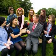 Furness College principal Andrew Wren with students at the Rating Lane campus, Barrow