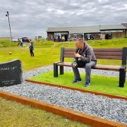 Lee West on his son's memorial bench