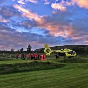 The air ambulance at the scene Picture by Bez Beresford