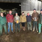 Trophy winner Chris Taylor with, from left, Will Throup, Tom Panter, Dec Gill, Hannah Taylor, James Dewhirst and Aidrian Procter