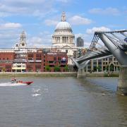 The footbridge links Tate Modern to St. Pauls Cathedral