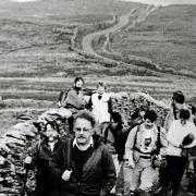 Mike Harding on the Settle-Carlisle footpath in 1990