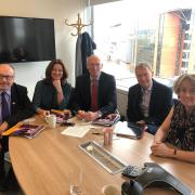 From left are Labour MP Grahame Morris and Conservative MP Gillian Keegan of the All-Party Group, NHS Chair Lord Prior, Tim Farron MP and Professor Pat Price from the charity Action Radiotherapy