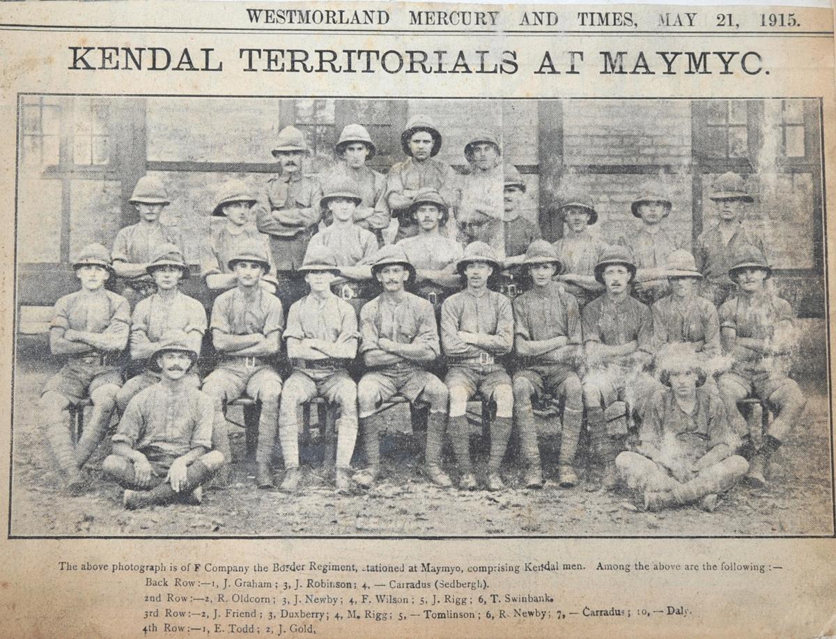 South Lakes soldiers in Border Regiment served in Maymyo, present-day Burma