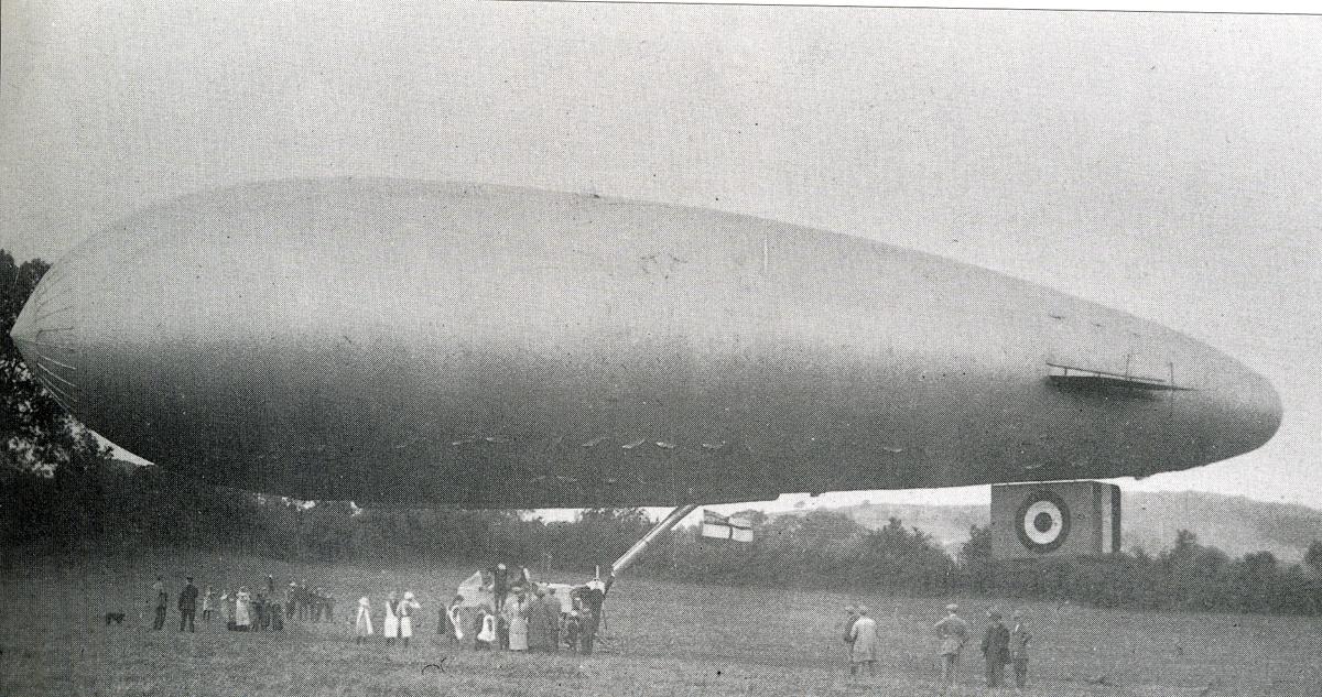Royal flying corp's airship which came down at Moss End, Preston Patrick