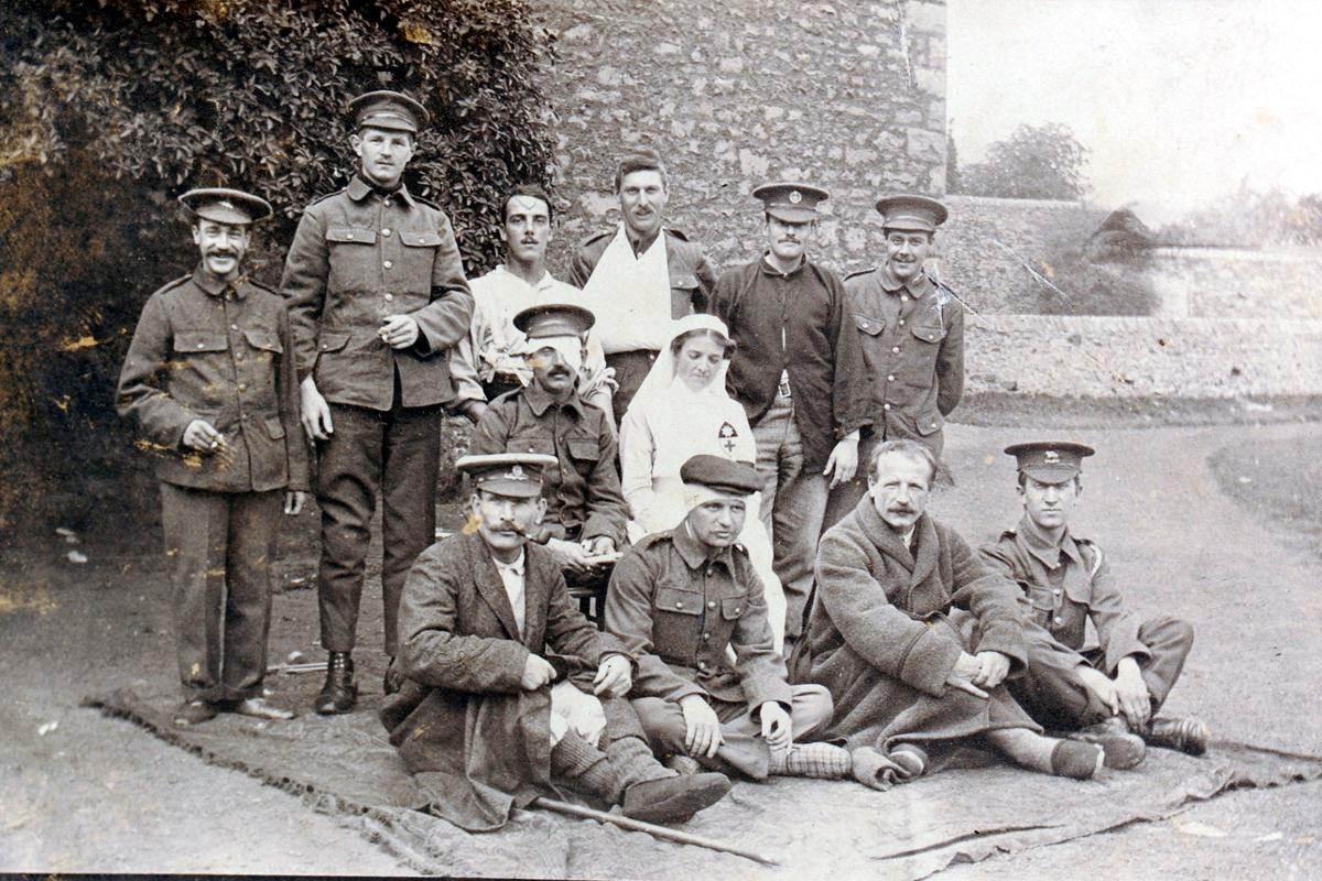 Wounded soldiers recovering at Stramongate Auxilliary Hospital, Kendal