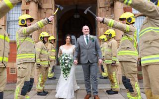 As they made their way to the ceremony, they were met by two fire crews waiting to do a guard of honour.