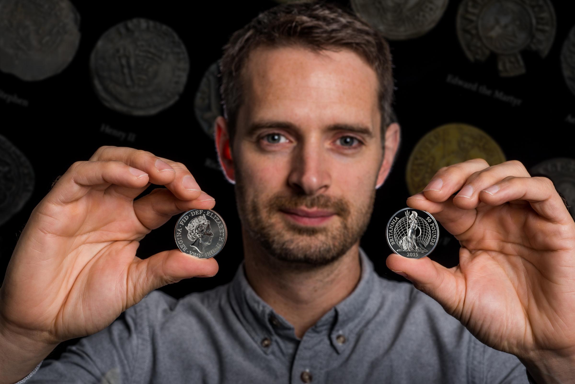 Jody Clark with the £50 coin designs - 4527515