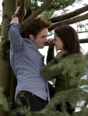ROBERT Pattinson and  Kristen Stewart in two scenes from Twilight.