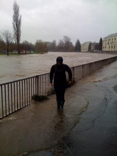 Reader Rachel Balmer took a picture of the river overflowing onto the bridge at Waterside next to
Waterside Galleries.