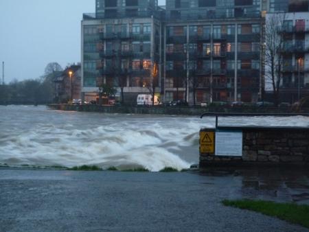 Waves crashing in the River Kent in Kendal, sent in by Stuart Jones.