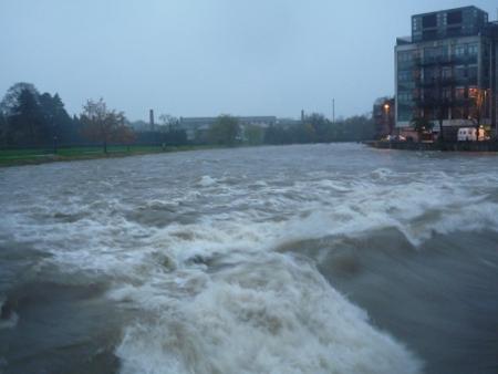 The River Kent in Kendal flowing rapidly after heavy rainfall. Pic taken by reader Stuart Jones.