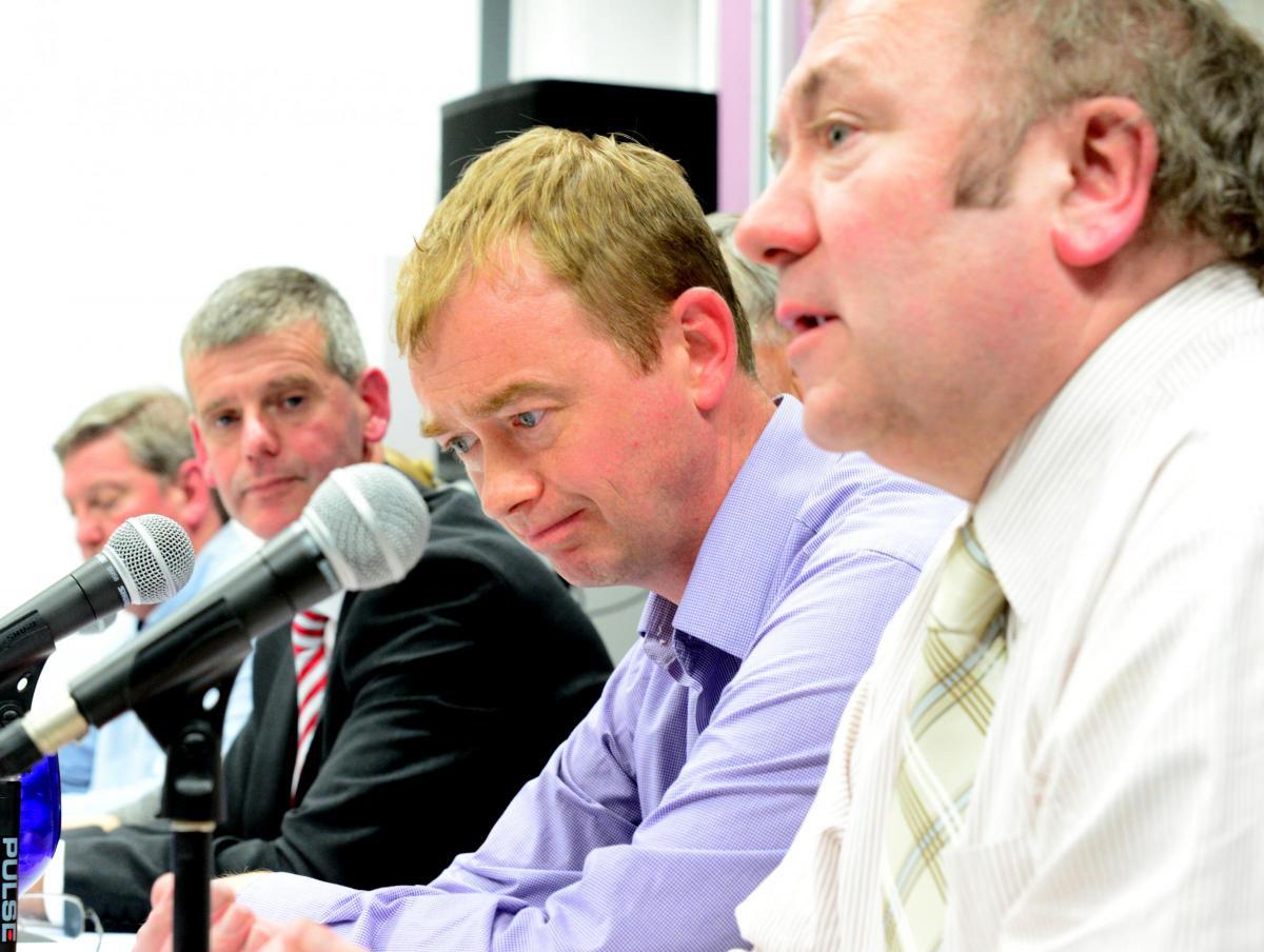 John Bateson (right) on the panel at The Westmorland Gazettes pre-election debate at Kendal College in 2015
